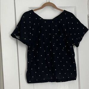 Madewell Black Blouse with White Dots